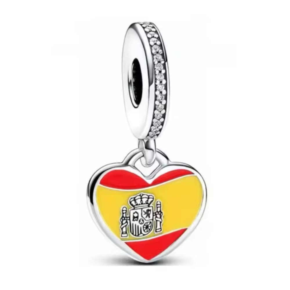 NWOT Spain Flag Pendant Dangle Charm Sterling Silver 925